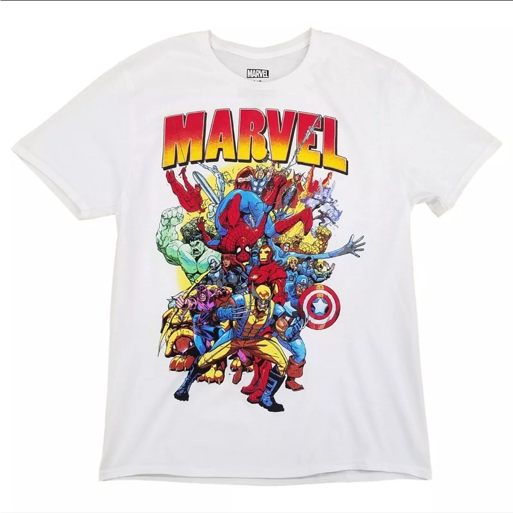 Marvel Mens & Big Mens White Superhero Graphic Tee Short Sleeve T-Shirt